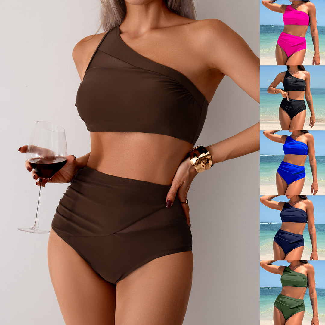 Damen Sportliches Bikini-Set mit asymmetrischem Oberteil und hohem Schnitt Echo Archiv
