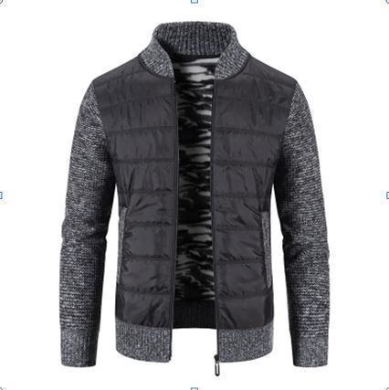 Herren modische hybride Jacke mit Strickärmeln und Stehkragen Echoarchiv