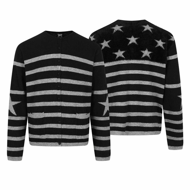 Unisex Gestreifte Knopf-Cardigan im Relaxed‑Fit mit Eingrifftaschen Echoarchiv