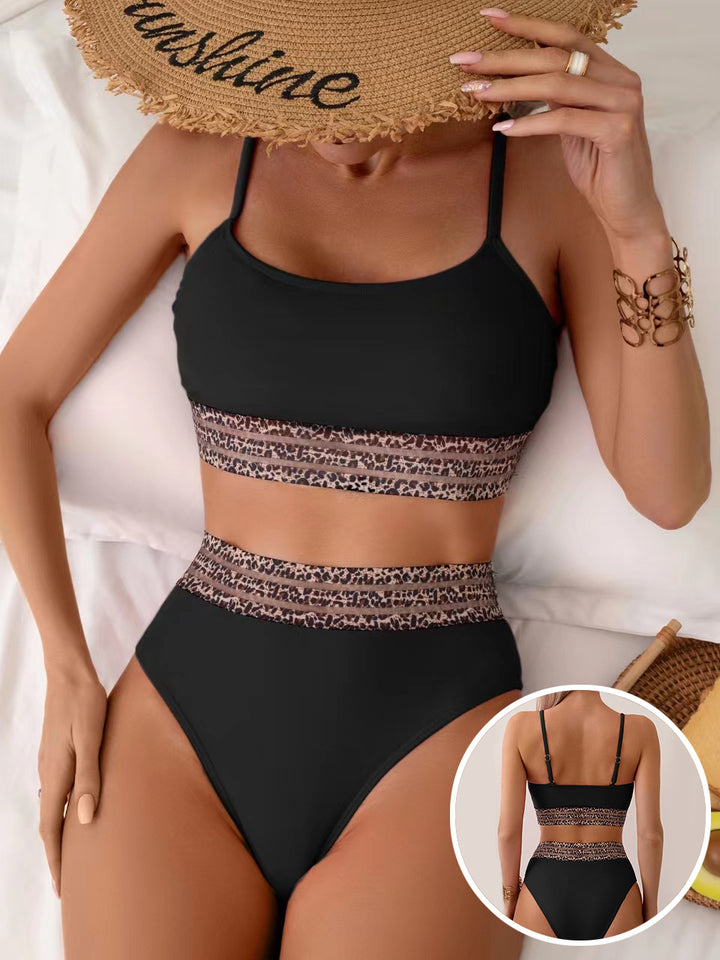 Damen Hochtailliertes Bikini-Set mit modischen Leoparden-Details Echo Archiv
