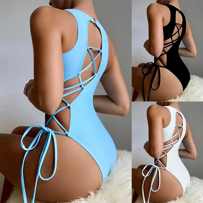 Damen Einteiler Badeanzug mit Rücken-Cut-Out und regulierbaren Seitenbändern Echo Archiv