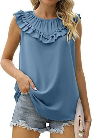 Damen leichtes Rüschenshirt mit elegantem Rundhalsausschnitt Echo Archiv