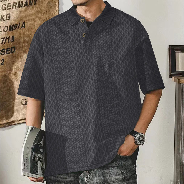 Herren lässiges Polohemd mit strukturierter Oberfläche und Knopfleiste Echoarchiv