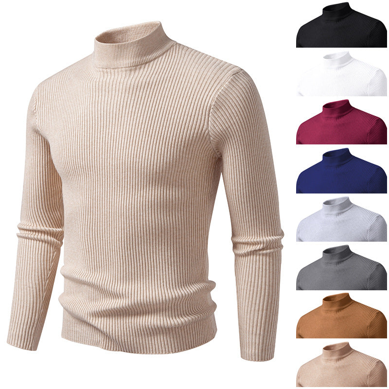Herren Rippstrick-Mockneck-Pullover schmaler Schnitt thermischer Feinstrick Echo Archiv