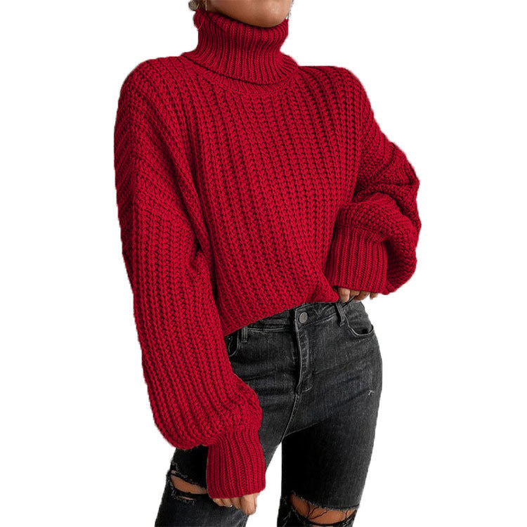 Damen nan grober Rollkragenpullover mit Oversize-Ärmeln und gerippten Bündchen Echo Archiv
