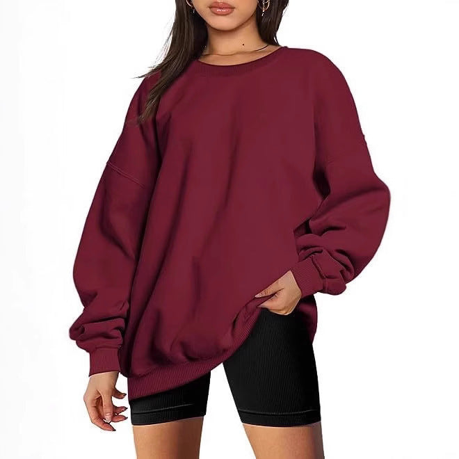 Damen nan extralanger Oversize-Sweatpullover mit Ballonärmeln, geripptem Saum und angerauter Innenseite Echo Archiv