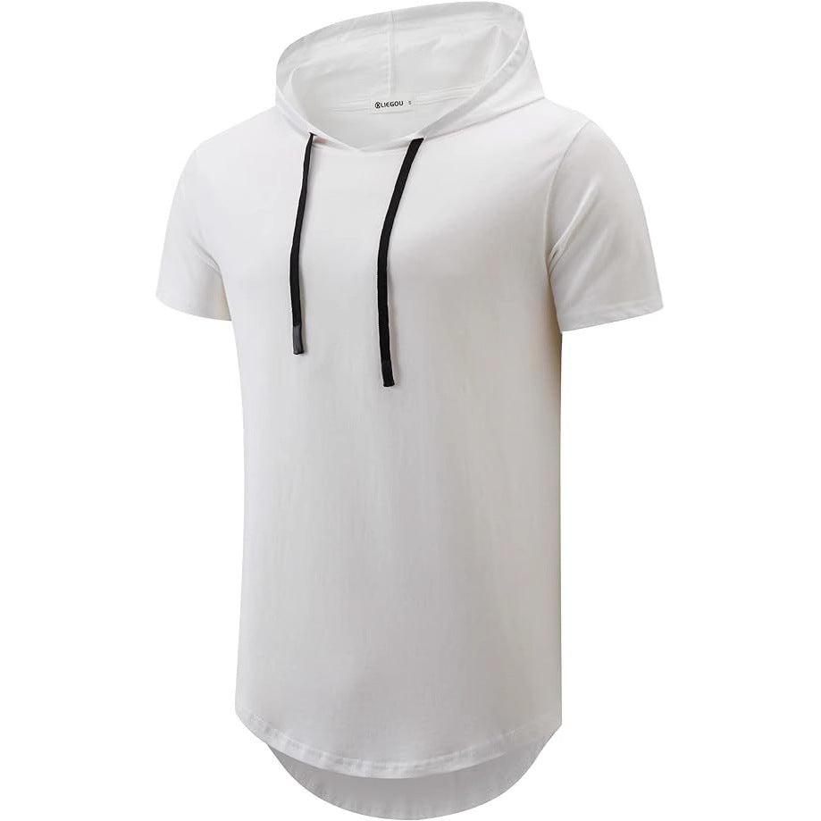 Herren Kurzarm Hoodie T-Shirt mit modernem Schnitt und praktischen Kordeln Echoarchiv