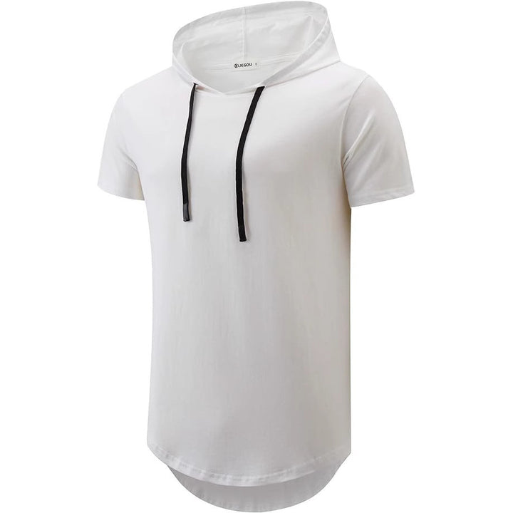 Herren Kurzarm Hoodie T-Shirt mit modernem Schnitt und praktischen Kordeln Echoarchiv