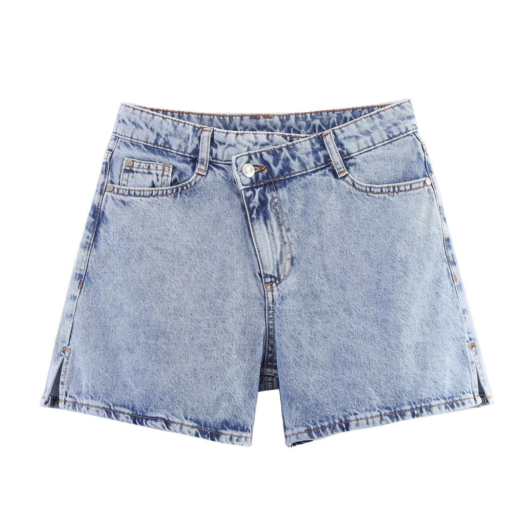 Damen Jeansshorts im lässigen Vintage-Stil mit hohem Bund und seitlichen Schlitzen Echo Archiv