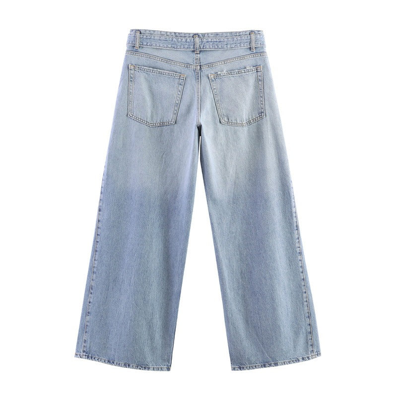 Damen Weite Jeanshose im lässigen Schnitt mit seitlichen Schlitzen Echo Archiv