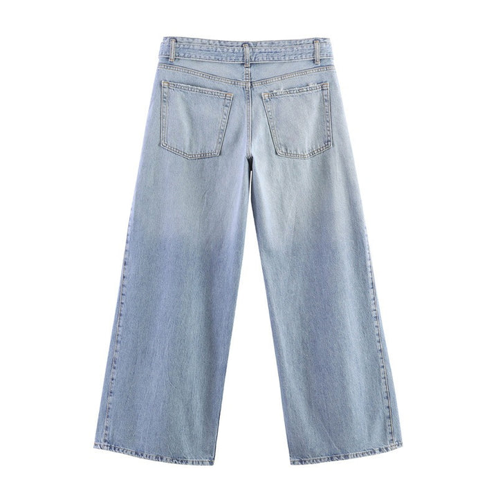 Damen Weite Jeanshose im lässigen Schnitt mit seitlichen Schlitzen Echo Archiv