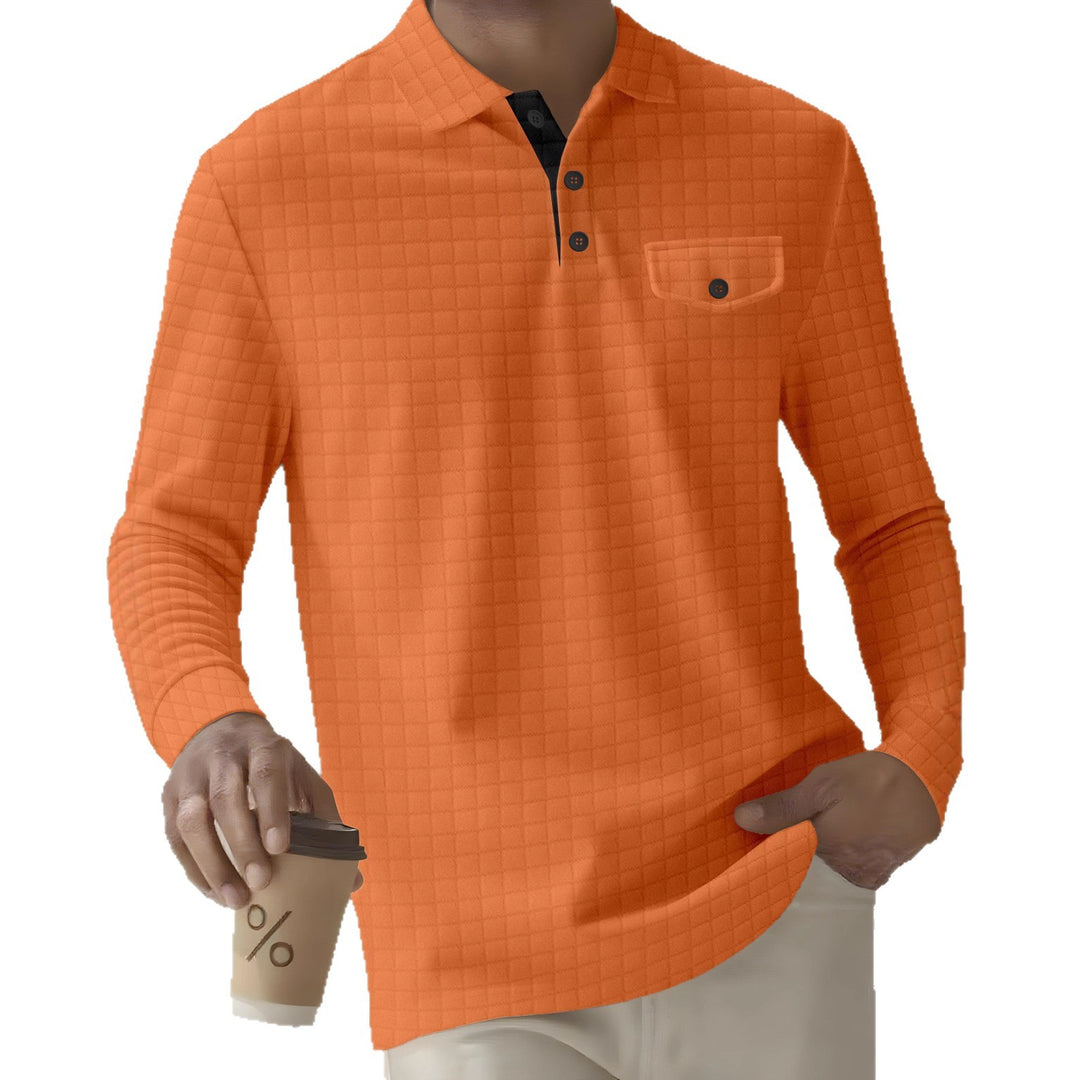 Herren Langarm Poloshirt mit strukturiertem Design Echoarchiv