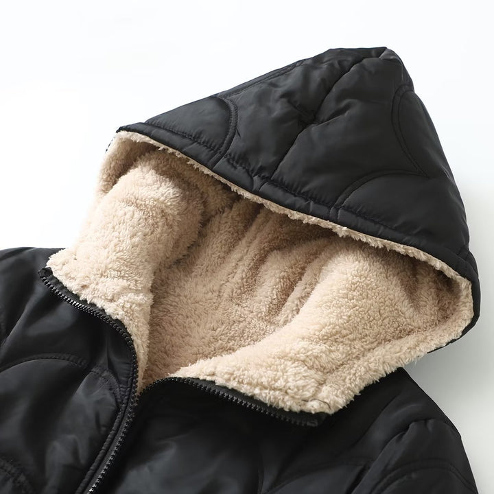 Damen nan gesteppte Kapuzenjacke mit Teddyfutter, durchgehendem Reißverschluss und seitlichen Eingrifftaschen Echo Archiv
