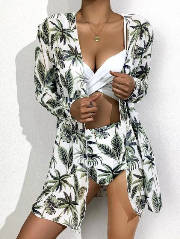 Damen Badeset mit transparenter Manteljacke und floralem Muster Echo Archiv