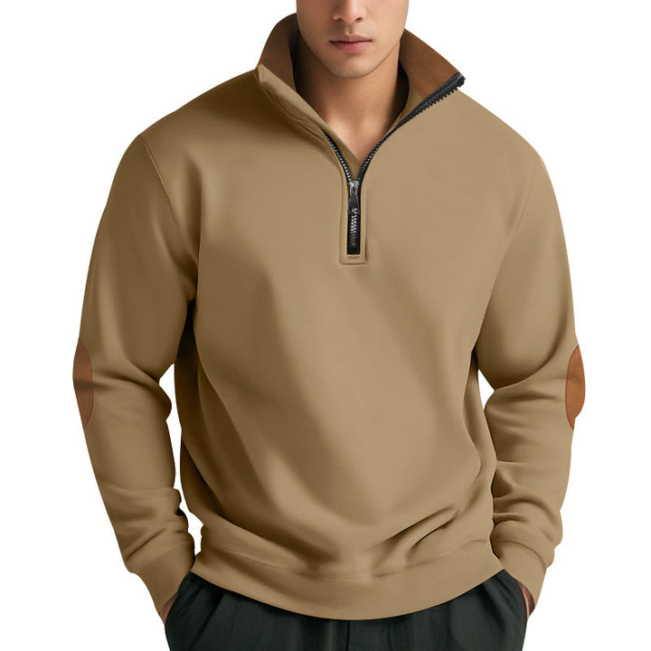 Herren Stehkragen Pullover mit Reißverschluss und Kontrastdetails Echoarchiv