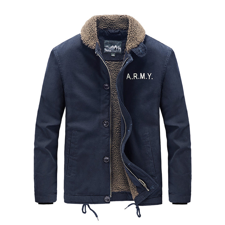 Herren nan gefütterte Fieldjacke mit Teddyfutter, verdeckter Zweiwege-Reißverschluss und Kordelzug Saum Echo Archiv