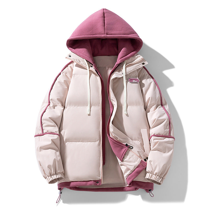 Damen Kurz geschnittene Steppjacke mit kontrastierender Fleece‑Kapuze und Kordelzug Echo Archiv