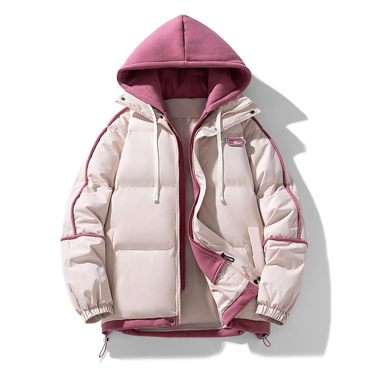 Damen Kurz geschnittene Steppjacke mit kontrastierender Fleece‑Kapuze und Kordelzug Echo Archiv