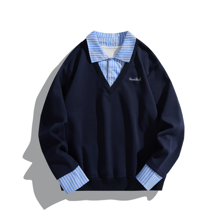 Unisex Oversize-Layering-Pullover mit integriertem Hemdkragen Echoarchiv