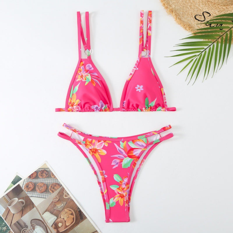 Damen Triangel-Bikini mit verspieltem Blumenmuster und raffinierten Schnürdetails Echo Archiv