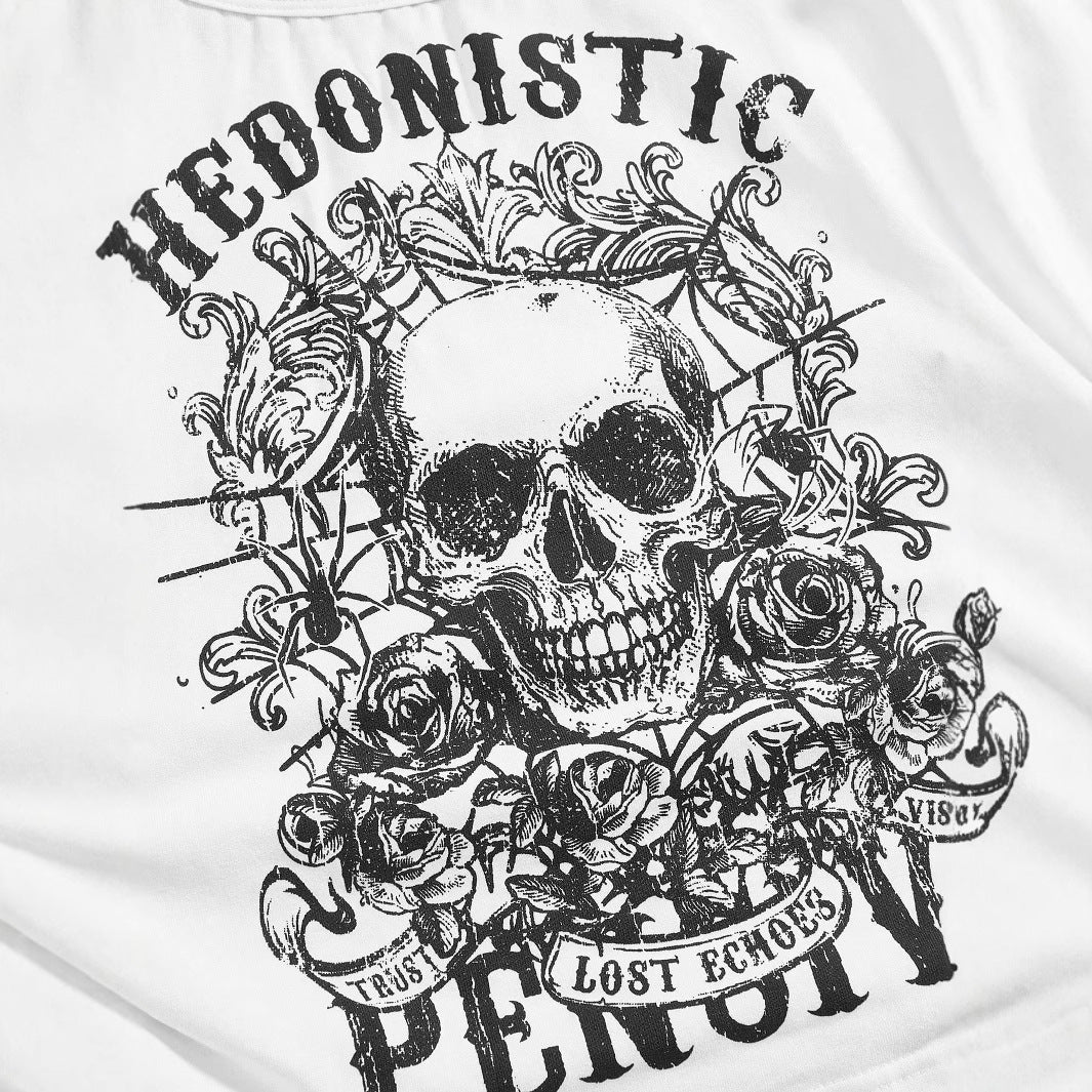 Damen Grafik T-Shirt mit Distressed Skull-Design Echo Archiv