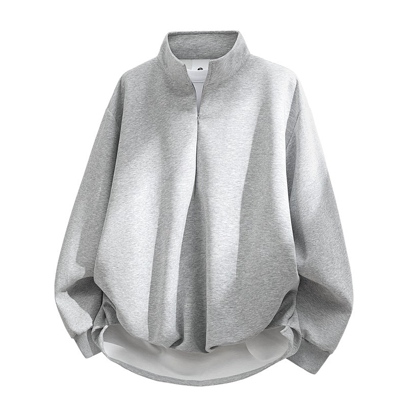 Unisex Oversize-Sweatshirt mit Stehkragen, Halbreißverschluss und ballonförmigem Saum Echoarchiv