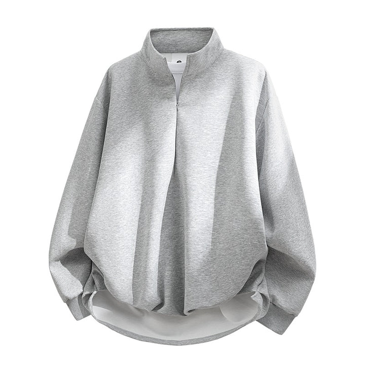 Unisex Oversize-Sweatshirt mit Stehkragen, Halbreißverschluss und ballonförmigem Saum Echoarchiv