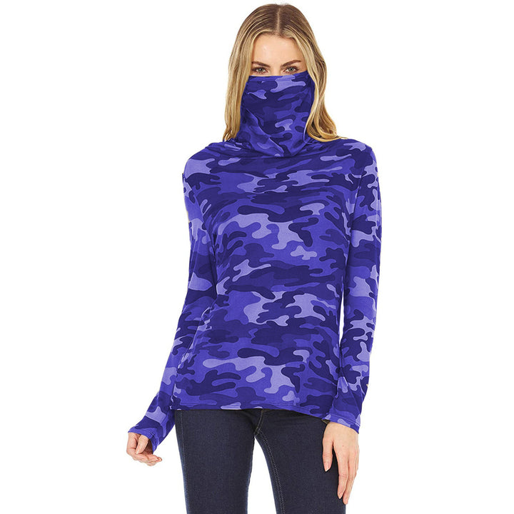 Damen Camouflage-Jersey-Longsleeve mit integriertem Schlauchkragen Echoarchiv