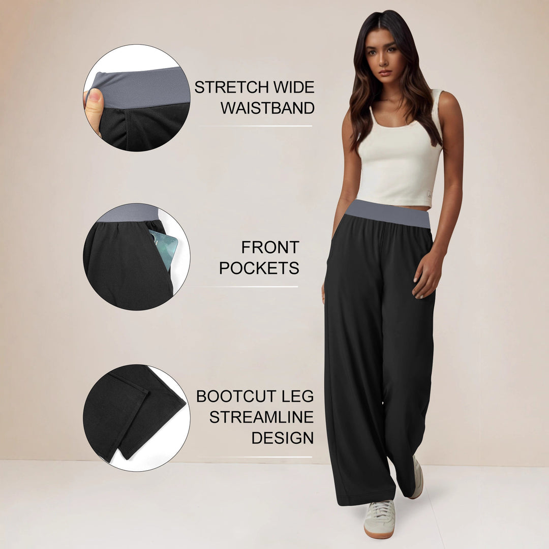 Damen Weite Komfort-Loungehose mit hohem Softbund und Seitentaschen – Avélisse