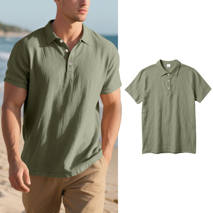 Herren Kurzarm Poloshirt mit luftiger Baumwollstruktur und klassischem Kragen Echoarchiv