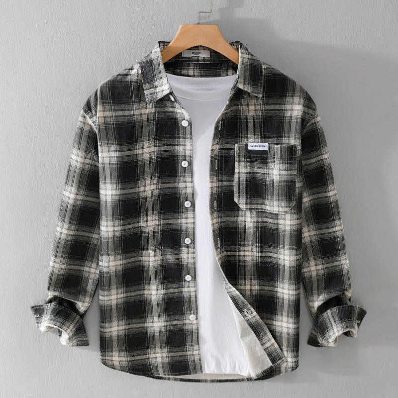 Herren Kariertes Flanellhemd im Overshirt‑Stil mit Brusttasche und Relaxed‑Fit Echoarchiv