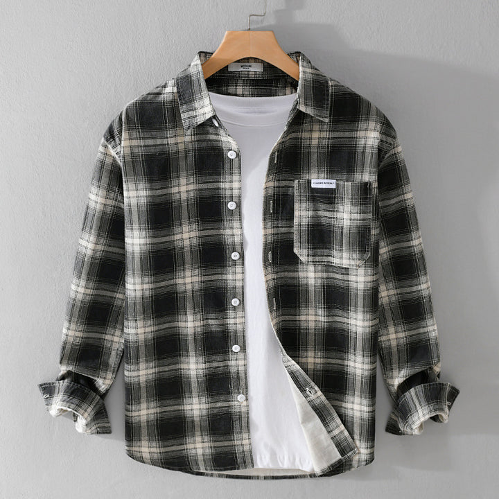 Herren Kariertes Flanellhemd im Overshirt‑Stil mit Brusttasche und Relaxed‑Fit Echoarchiv