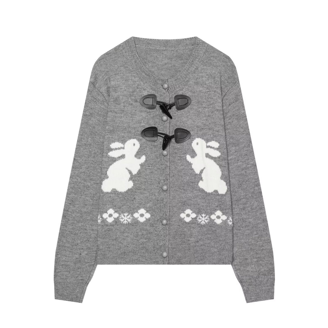 Damen Strickcardigan mit Hasenintarsien und dekorativem Knebelverschluss Echo Archiv