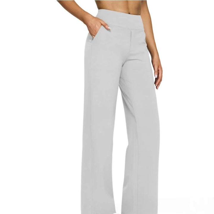 Damen Palazzo Yoga-Hosen mit hohem Bund, weitem Bein und Seitentaschen – Avélisse