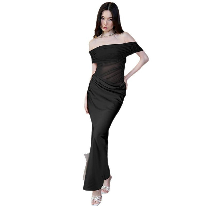 Damen Elegantes schulterfreies Maxikleid mit fließendem Rock Echo Archiv