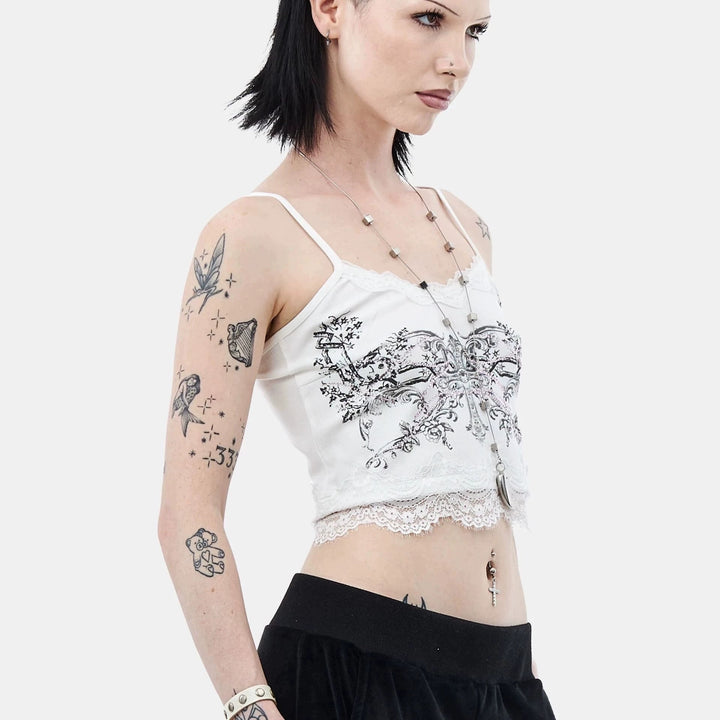 Damen Spitzencamisole mit floralem Druck Echo Archiv