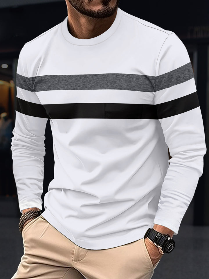 Herren modisches Langarmshirt mit sportlichen Streifen Echoarchiv