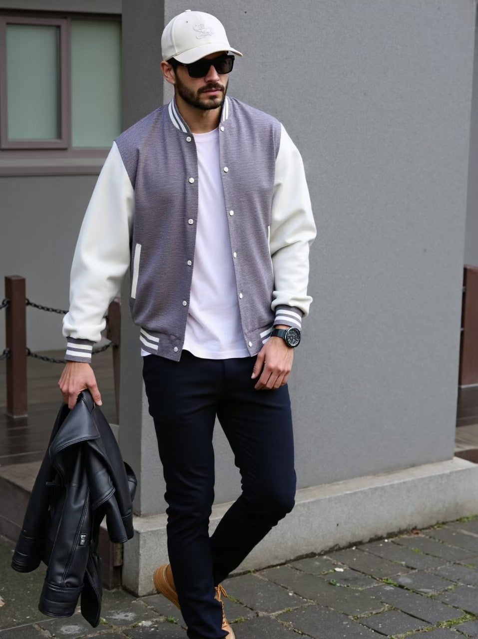 Herren Varsity-Jacke mit kontrastierenden Ärmeln Echoarchiv