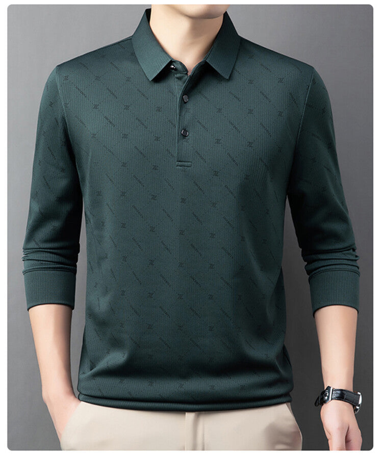 Herren Langarm Poloshirt mit innovativem Muster und atmungsaktiven Eigenschaften Echoarchiv