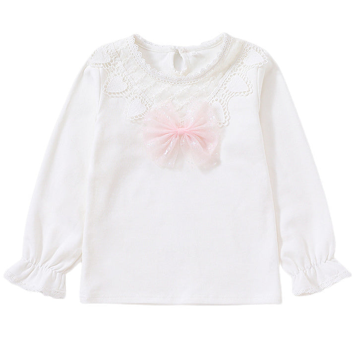 Mädchen Langarmshirt mit niedlicher Spitzenverzierung und Schleifendekor Echo Archiv