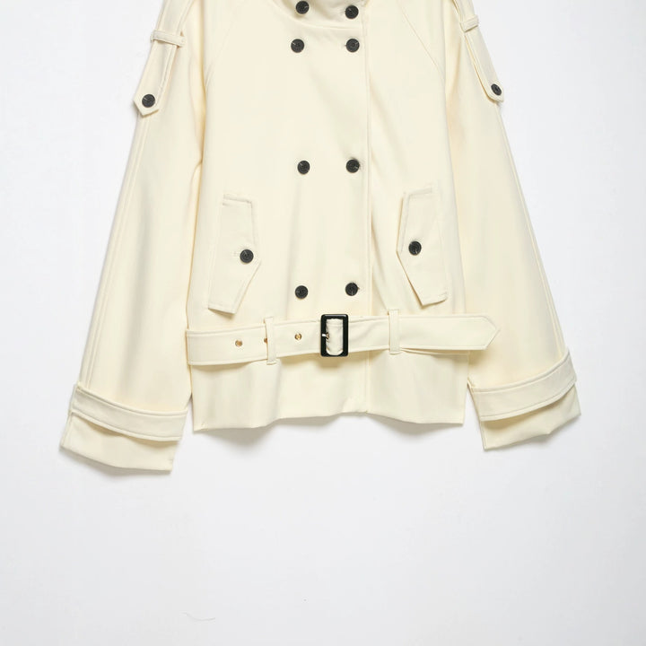 Damen Kurzjacke im Trenchcoat-Stil mit Doppelreiher und Taillengürtel Echo Archiv
