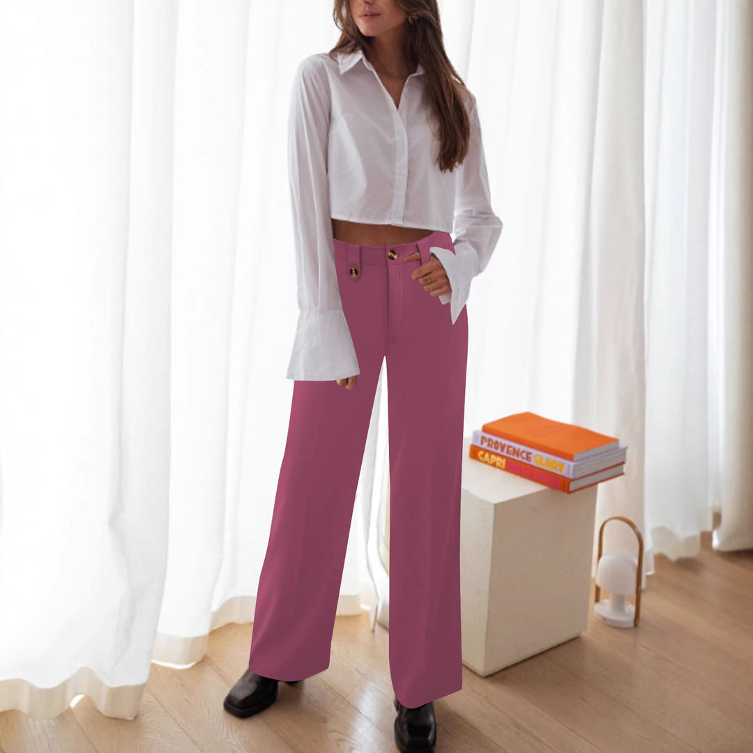 Damen Hochtaillierte Palazzo‑Hose mit Bundriegel, Bügelfalte und weitem Bein – Avélisse