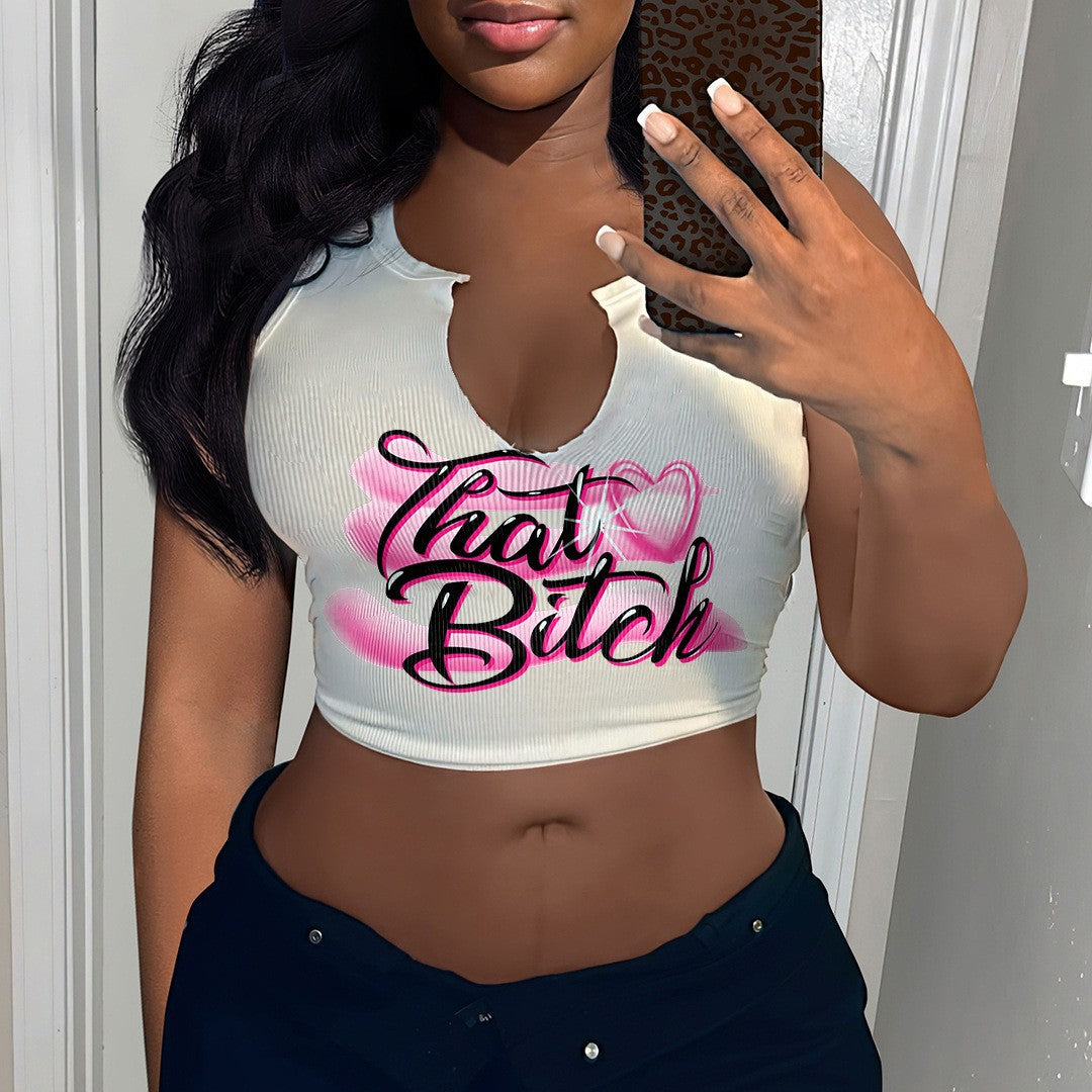 Damen Crop-Top mit auffälligem Schriftzug und lockerer Passform Echo Archiv