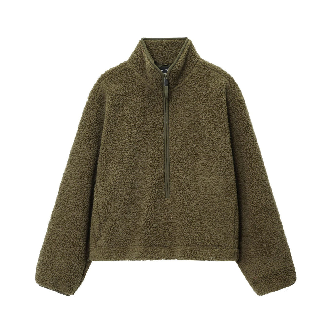 Damen nan kuscheliger Teddy-Fleece Half-Zip Pullover mit Känguru-Tasche Echo Archiv