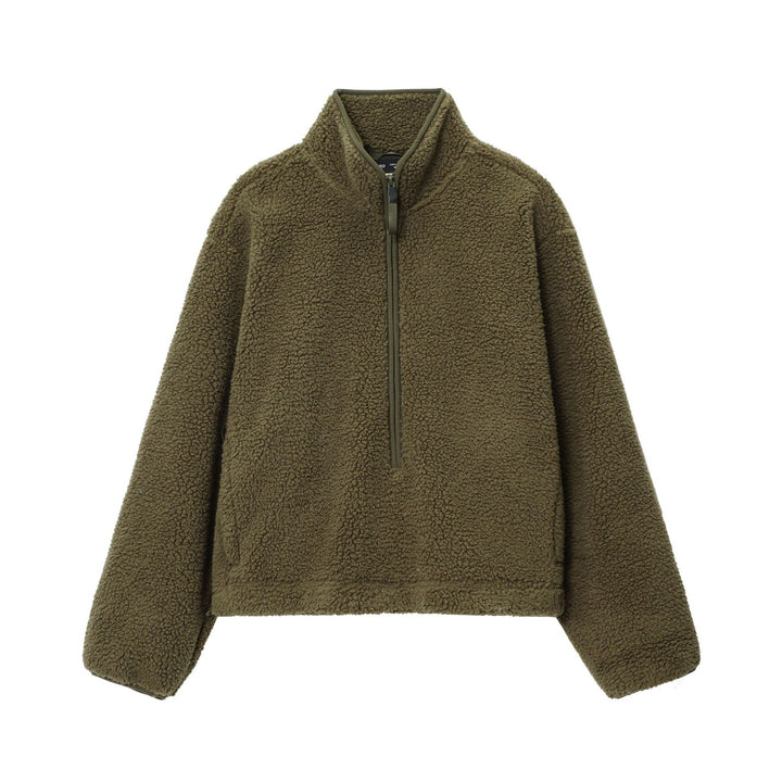 Damen nan kuscheliger Teddy-Fleece Half-Zip Pullover mit Känguru-Tasche Echo Archiv
