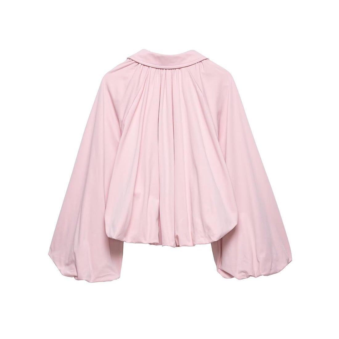 Damen Kurz geschnittene Blousonjacke mit weitem Ballonärmel, Reißverschluss und elastischem Saum Echoarchiv