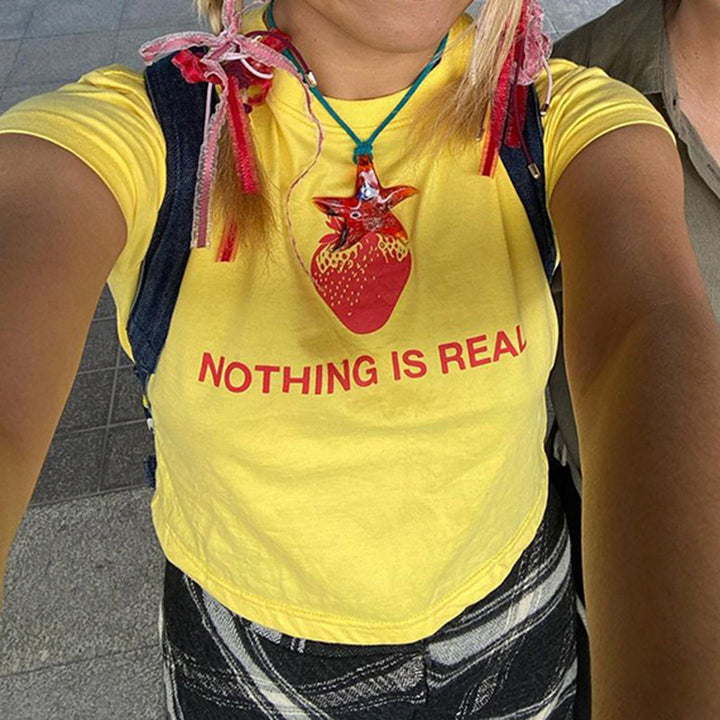 Damen Kreatives Grafik T-Shirt mit Erdbeer-Motiv Echo Archiv