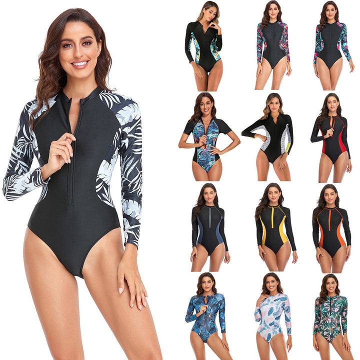 Damen Sportlicher Kurzarm Badeanzug mit trendigem Floral-Muster Echo Archiv
