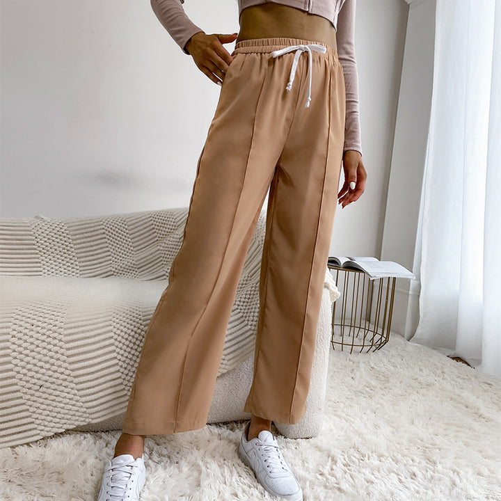 Damen Relaxed-Hose mit Elastikbund, Kordelzug und Bügelfalte Echoarchiv