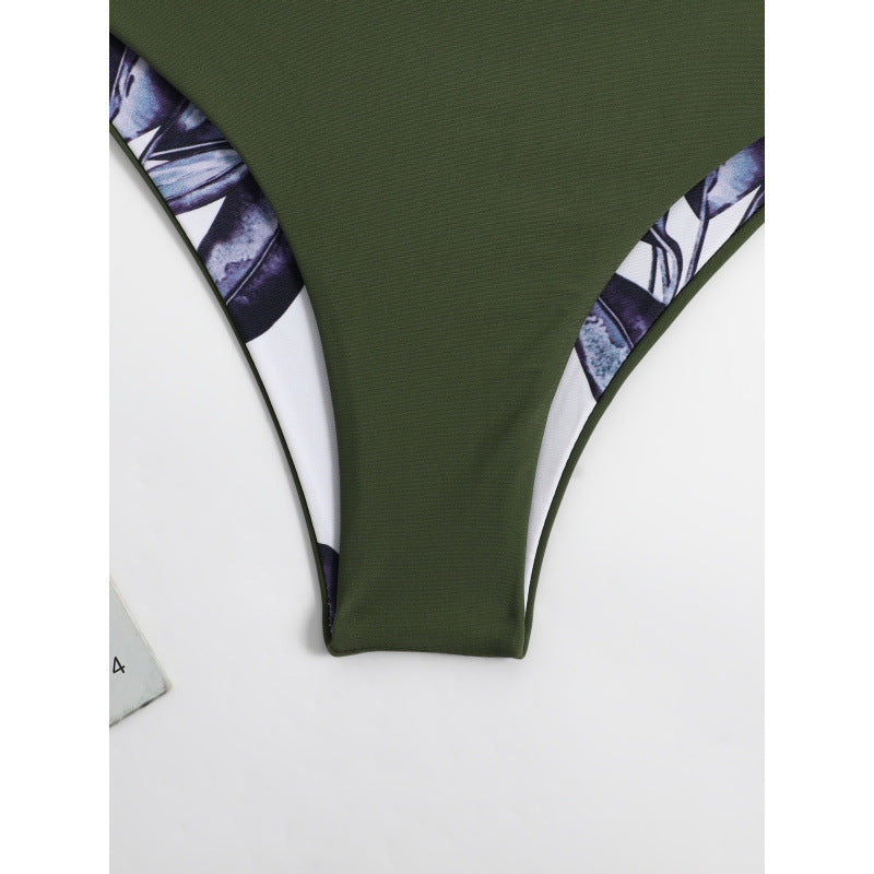 Damen Triangel-Bikini mit modischem Floral-Muster und einseitigem Träger Echo Archiv